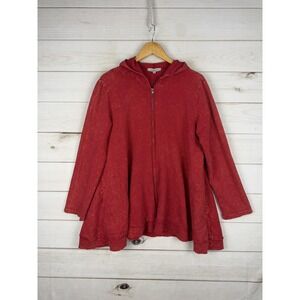 Jess & Jane Jacket Womens XL Red Hooded French Terry Swing Full Zip Made USA